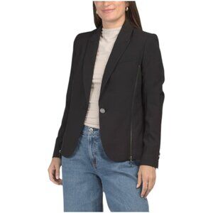 DKNY One Button Blazer With Zipper Accents